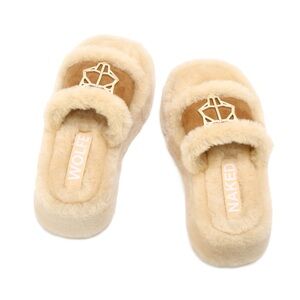 Naked Wolfe Ivy Shearling Camel Slippers